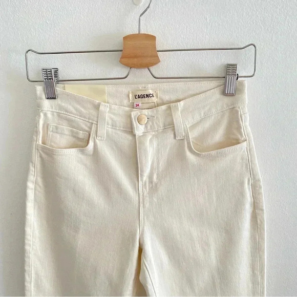 L'AGENCE Sada Slim-Leg Cropped Jean in Vintage White Sz 24 - Picture 3 of 11
